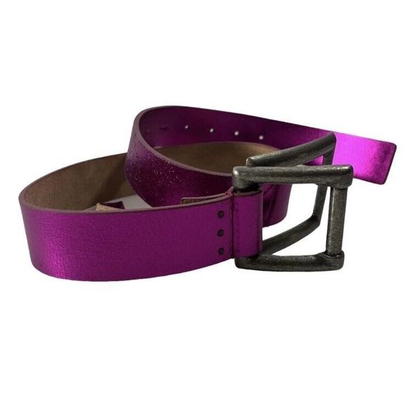 Free People Belt Women Sz XS/S We The Free Rowan Metallic Pink Leather Belt - Picture 1 of 11